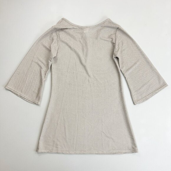 JORDON TAYLOR Mesh Swimsuit Cover Up Top Small Resort Wear Silver Taupe - Picture 7 of 7